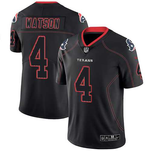 Mens Texans #4 Deshaun Watson NFL 2018 Lights Out Black Color Rush Limited Jersey Dzhi